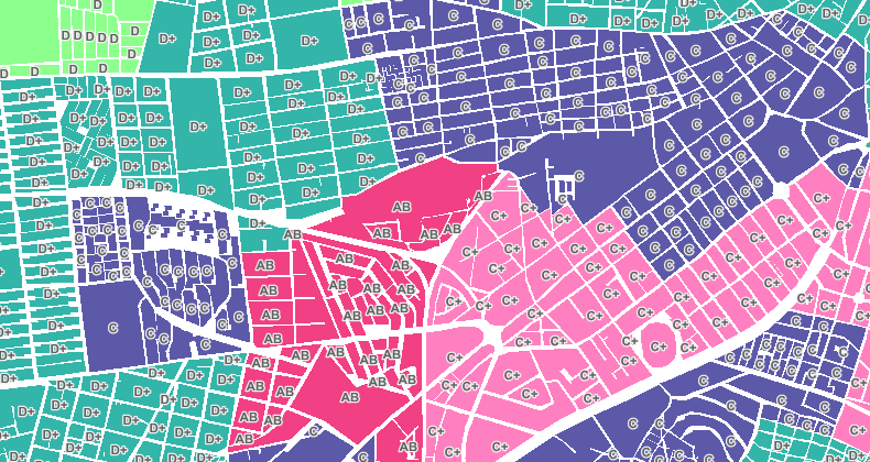 Mapa de niveles socioeconómicos por manzana - realizado con MapInfo Pro
