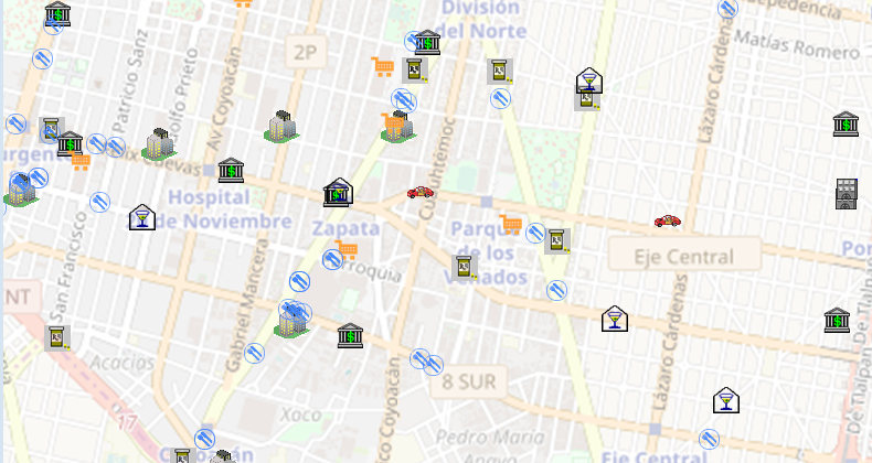 Mapa con puntos de interés por categoría - realizado en MapInfo Pro