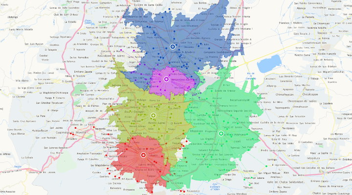 Territorios sectorizados por medio del software Territory Manager